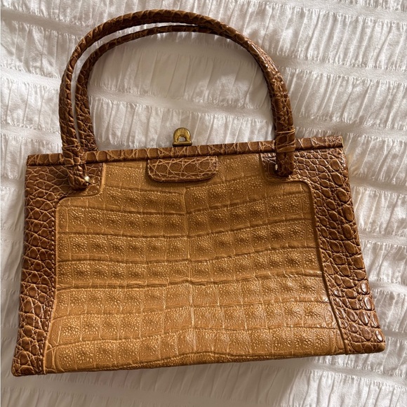 Rieke Handbags - Tan Croc-Embossed Satchel Handbag - vintage Rieke